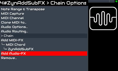 Chain Options Screen